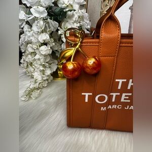 Peach Swirl Cherry Charm and Keychain 🧡